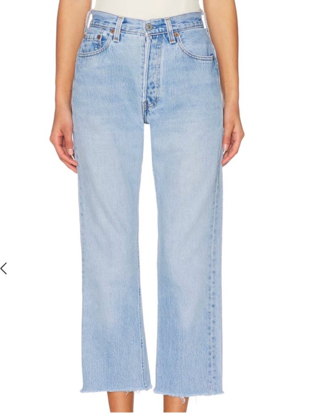 VINTAGE LEVIS Light Blue High-Rise Straight Crop RAW HEM  Jeans